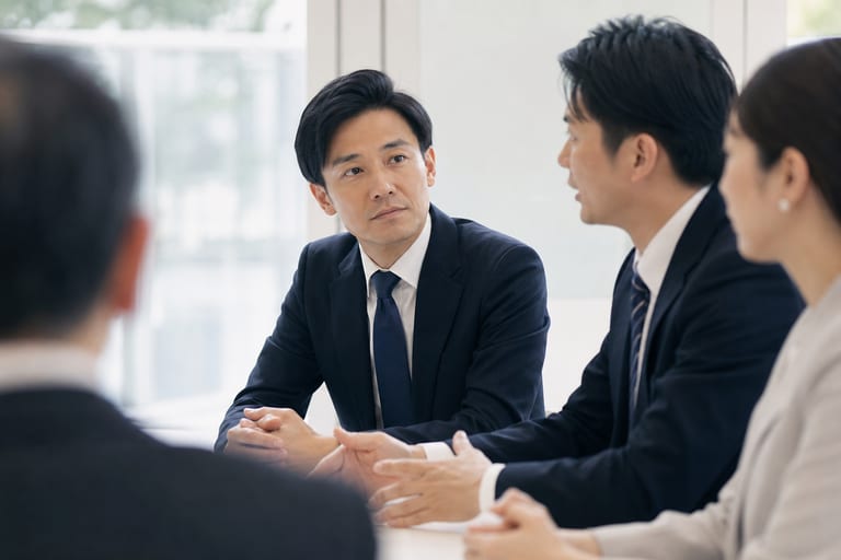 会議に集中し、メモ取りに追われないビジネスパーソンの様子